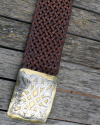 Moroccan wide belt woven in brown leather with big buckle
