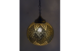 Large Moroccan light, globe pendant light with filigree geometric design