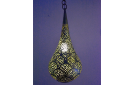 Teardrop shaped Moroccan pendant light with geometric shell design 