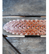 Tan belts for women in braided leather and engraved silver buckle