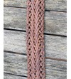 Cinturón marrón tejido para mujer; hebilla de cobre con piedra turquesa