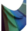 Pashmina chal tejido en tela de rayas en bloques de azul turquesa y verde