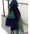 Pashmina chal en finas rayas de azul, verde y turquesa