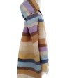 Handwoven shawl in stripes of white, pinks and blue pastel colors